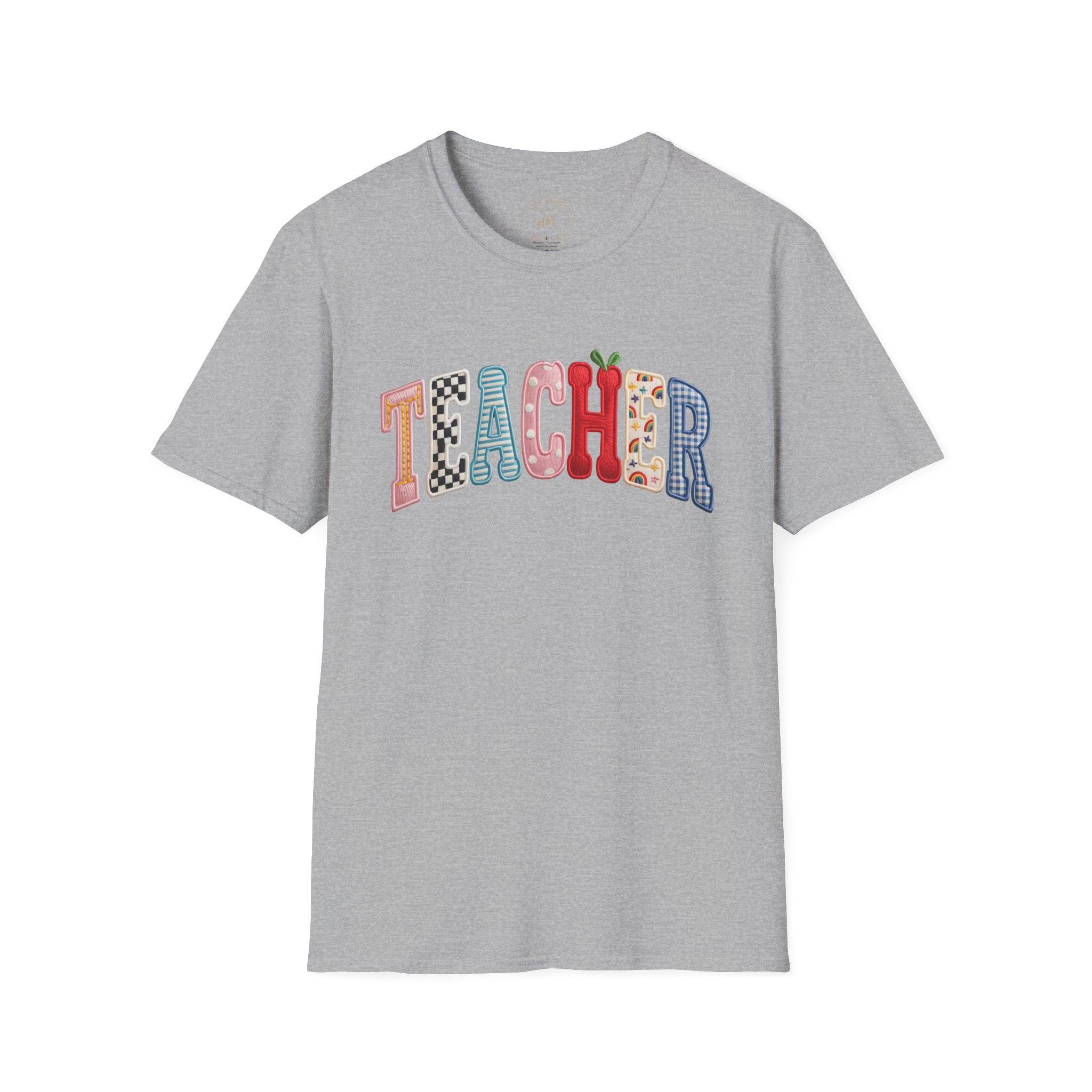 Teacher Colorful Patchwork Letters T-Shirt — Back to School Gift