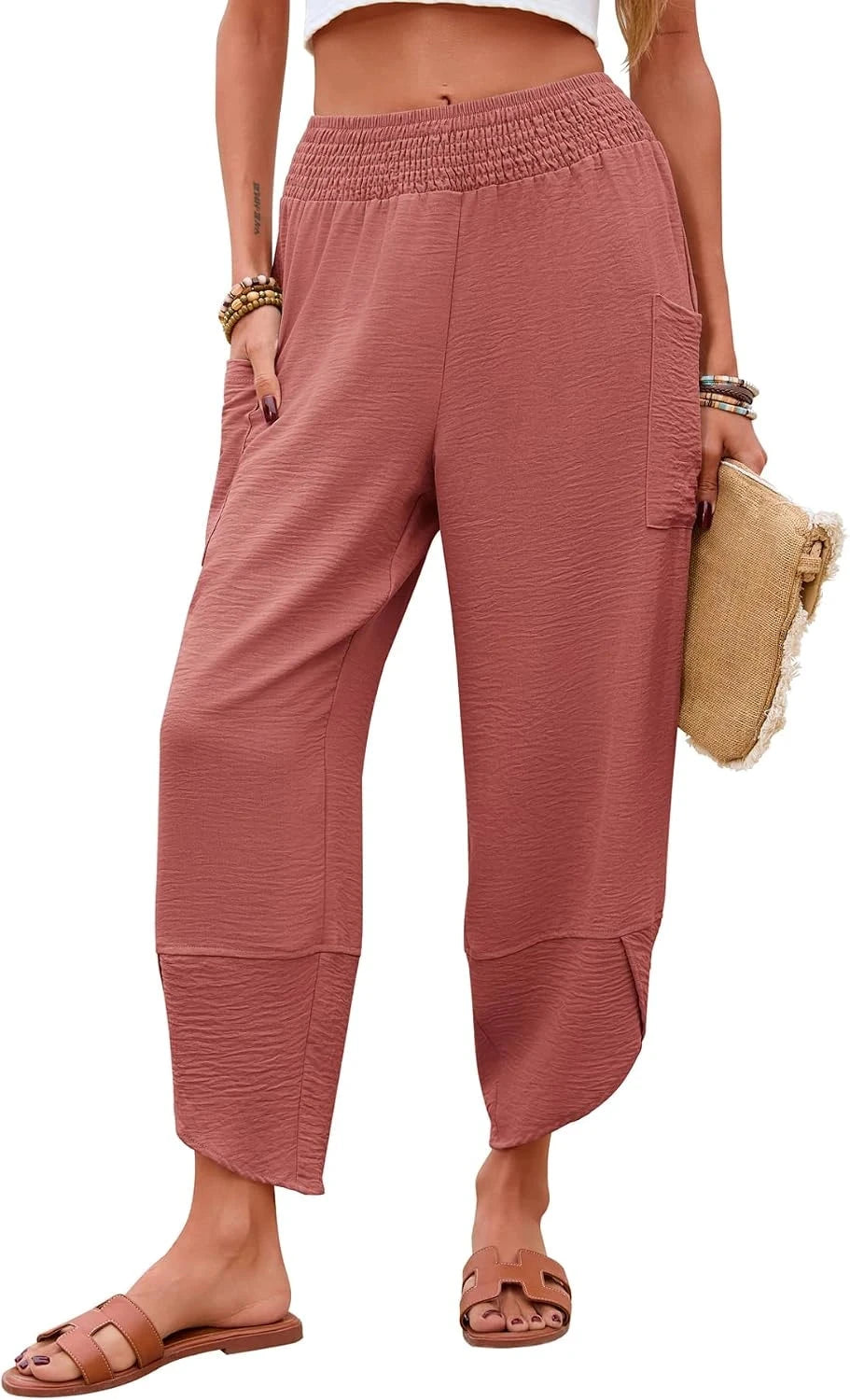 Womens Wide Leg Capri Pants