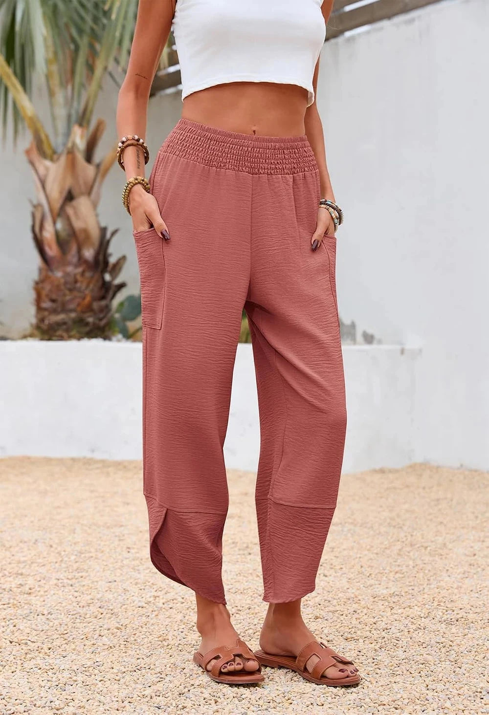 Womens Wide Leg Capri Pants