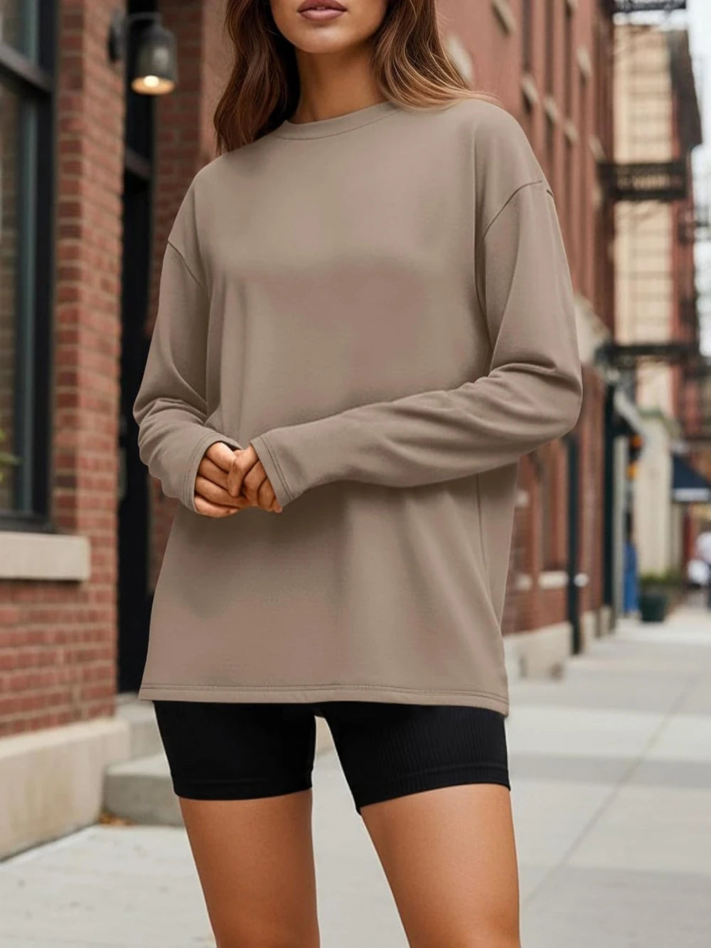 Oversized Long Sleeve Basic Tee
