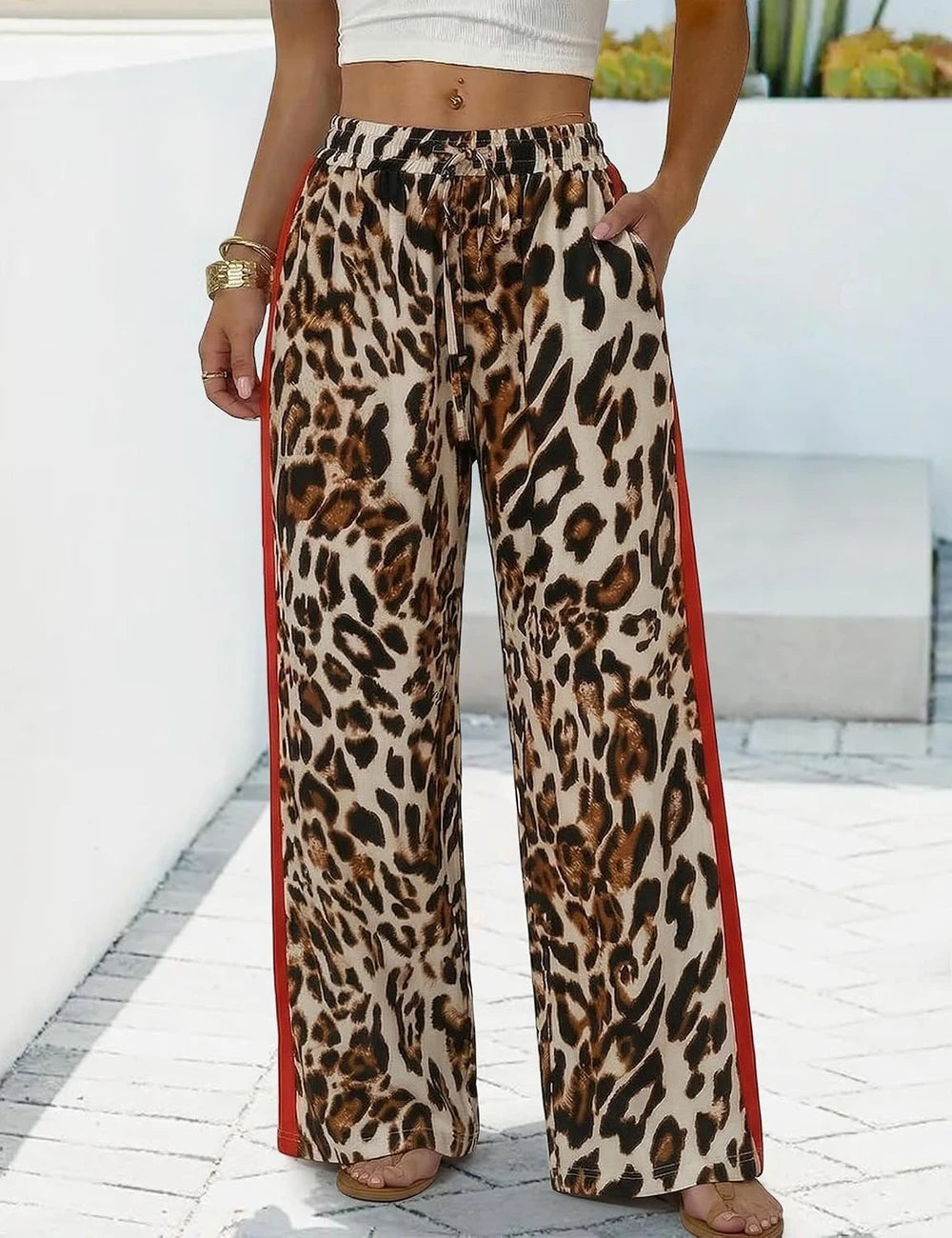 Leopard Wide Leg Pants
