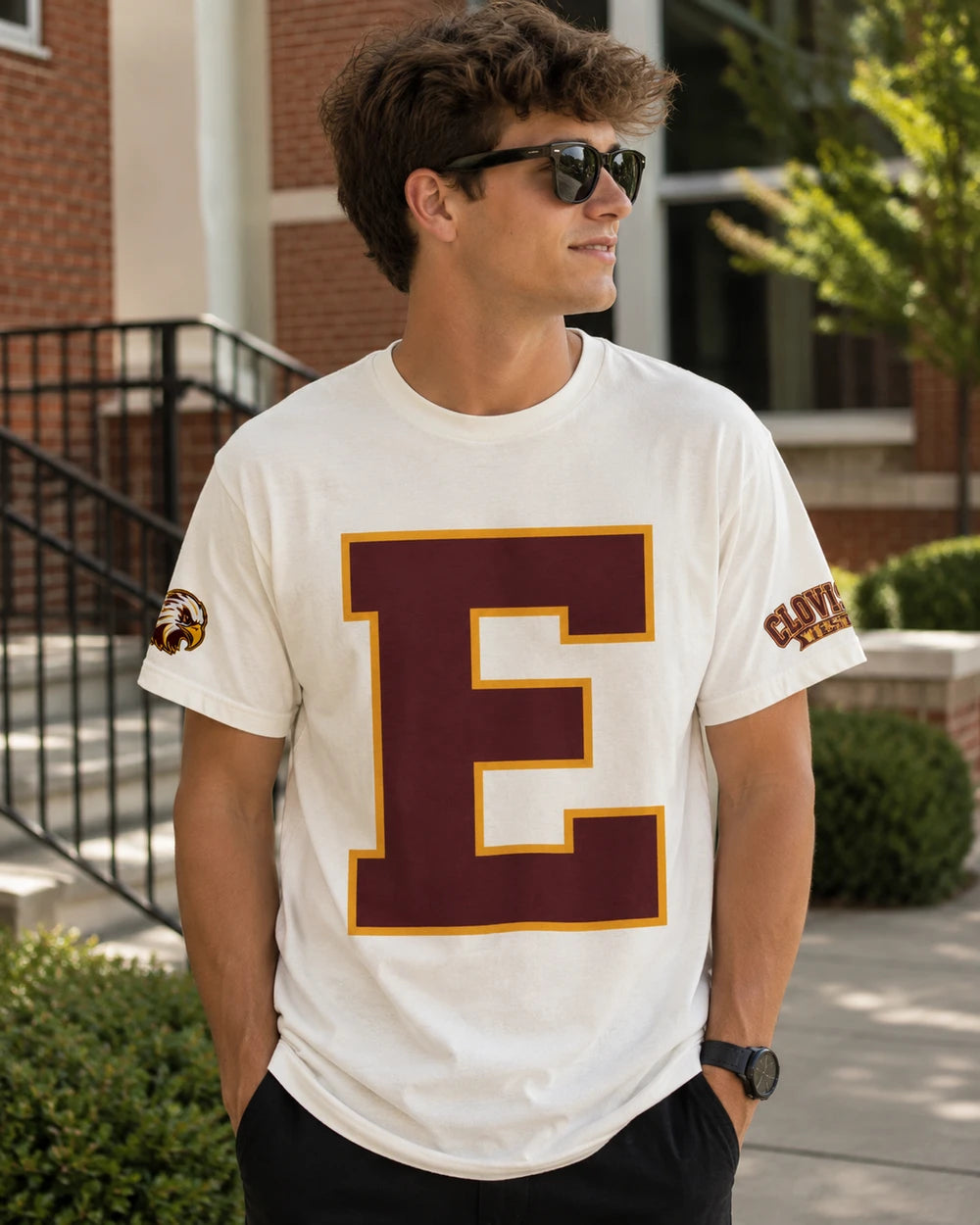 CW EAGLES Colligate lettering graphic Tee - Will need to order size up if wanting to have the look as female pictured.