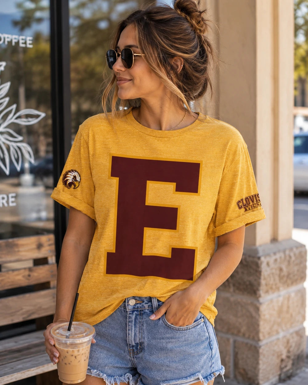 CW EAGLES Colligate lettering graphic Tee - Will need to order size up if wanting to have the look as female pictured.
