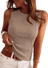 Ribbed Crew Neck Tank Top