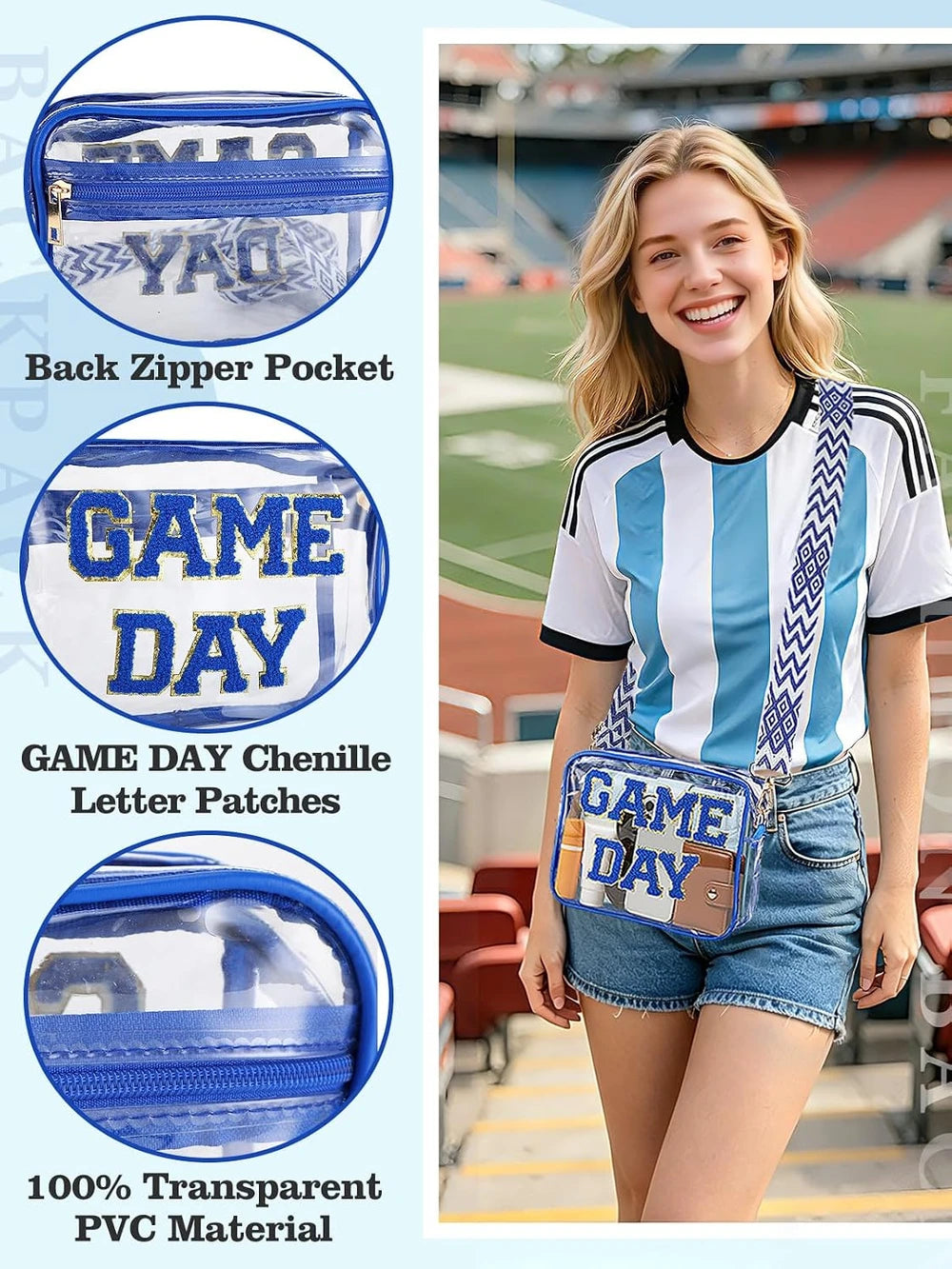 Clear Game Day Stadium Crossbody Bag