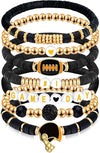 Football Charm Beaded Stretch Bracelet Set