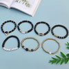 Football Charm Beaded Stretch Bracelet Set