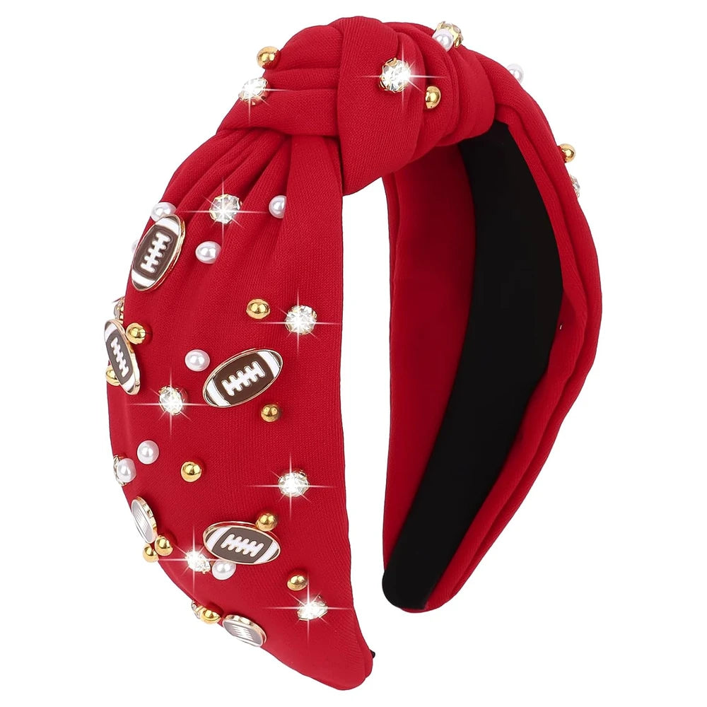 Football Rhinestone Knotted Headband