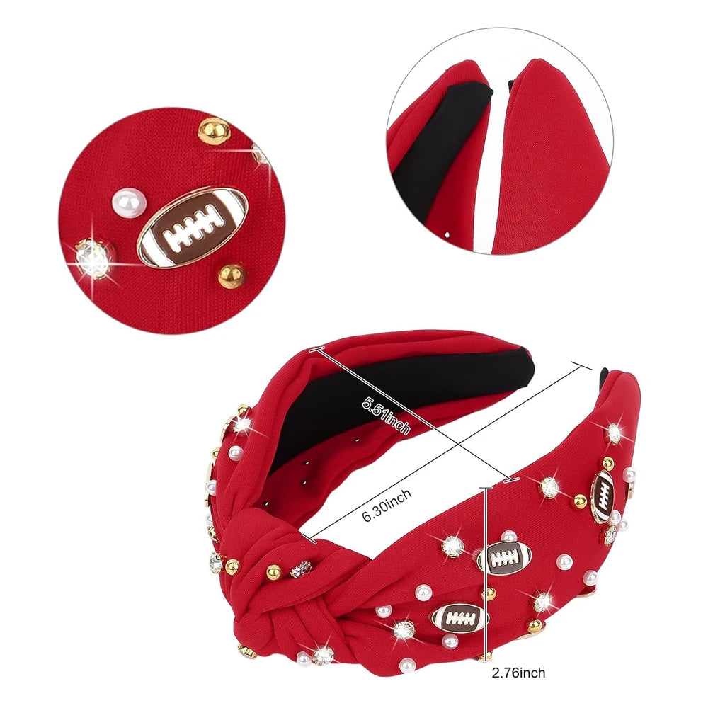 Football Rhinestone Knotted Headband