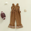 Football Embroidery Flared Romper
