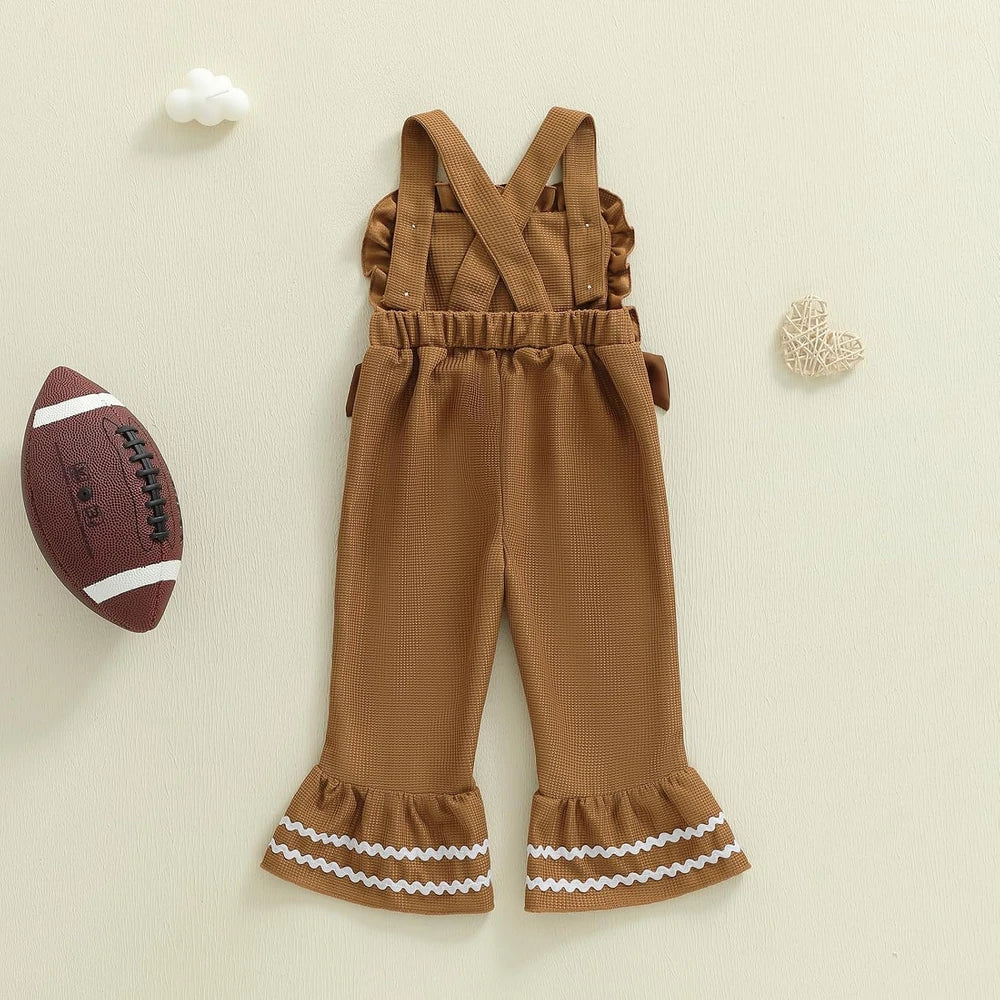 Football Embroidery Flared Romper