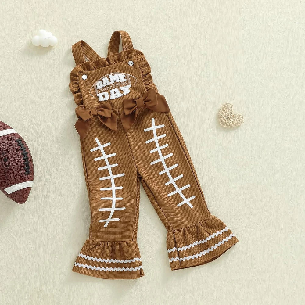Football Embroidery Flared Romper