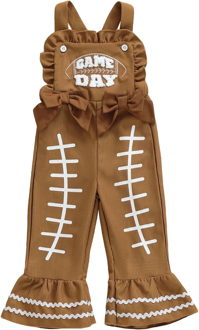 Football Embroidery Flared Romper