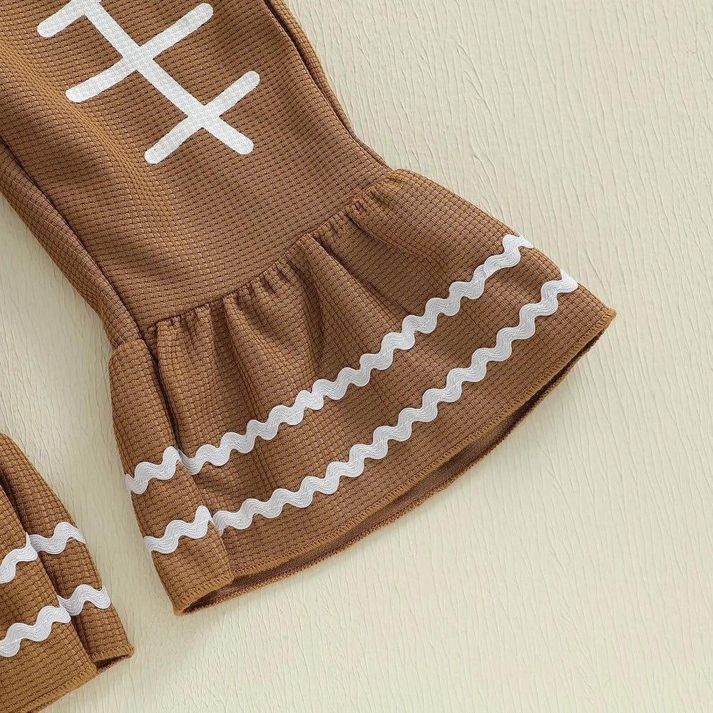 Football Embroidery Flared Romper