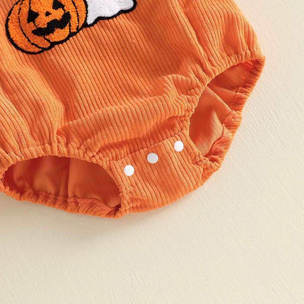 Halloween Corduroy Romper Sizes up to 18 Months.