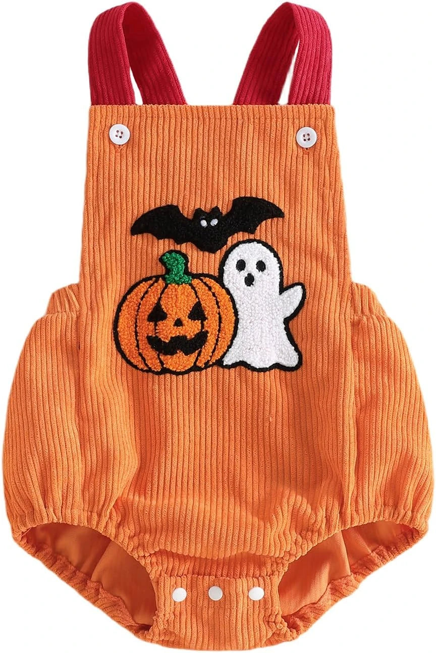 Halloween Corduroy Romper Sizes up to 18 Months.