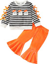 Toddler Halloween Sweatshirt Velvet Flare Pants Set