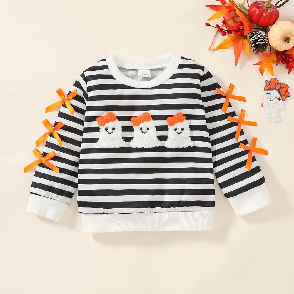 Toddler Halloween Sweatshirt Velvet Flare Pants Set