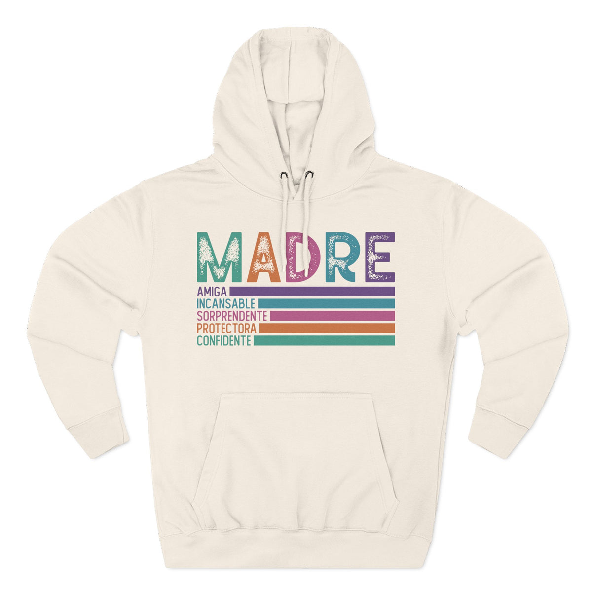 Madre Graphic Hoodie — Colorful Spanish Mother Tribute (Amiga, Protectora, Confidente)