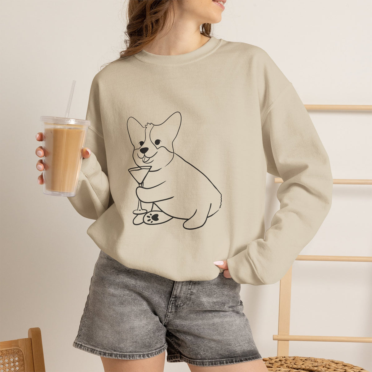 Corgi Cocktail Crewneck Sweatshirt