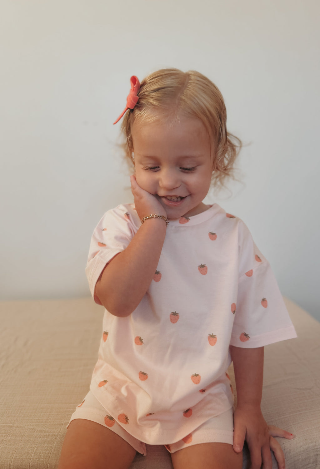 Organic Cotton Strawberry Print Shorts Set Toddler / Kids