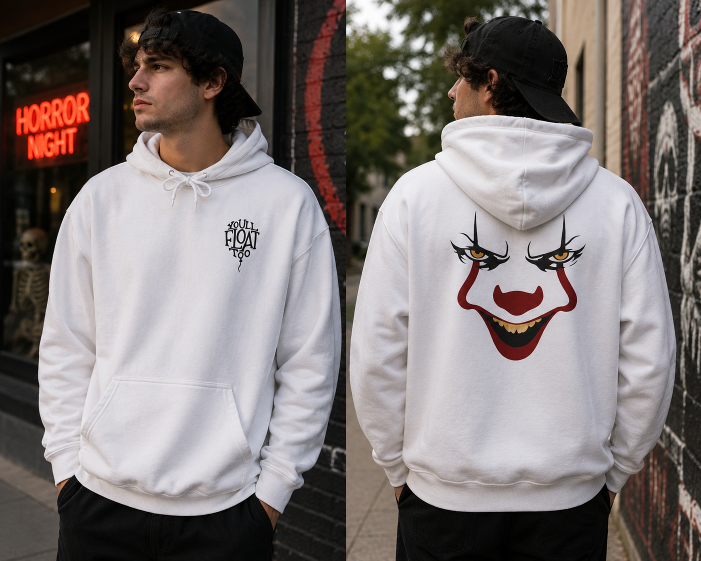Scary Clown Face Graphic Pullover (Back Print)