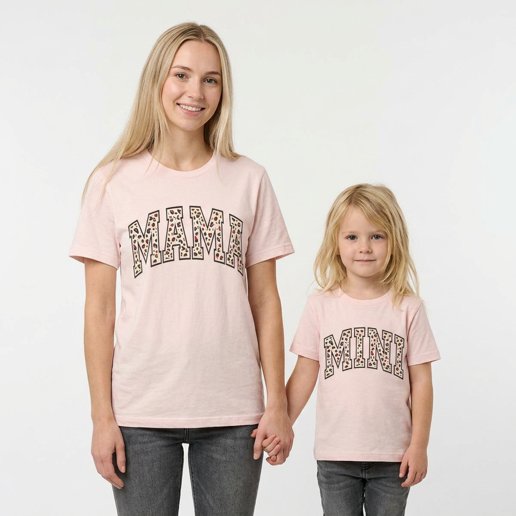 Women's Casual 'MAMA' Leopard Print Graphic Tee