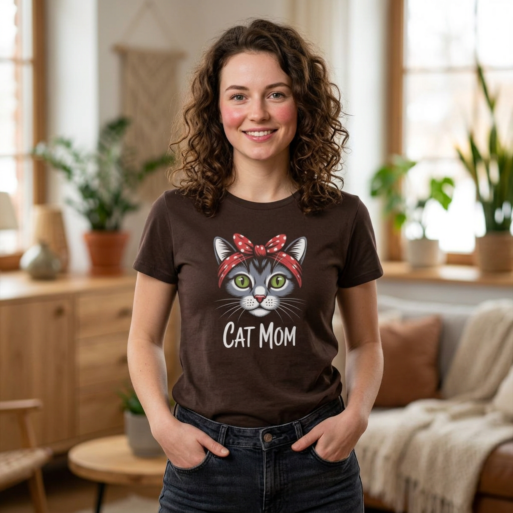 Cat Mom Womens T-Shirt