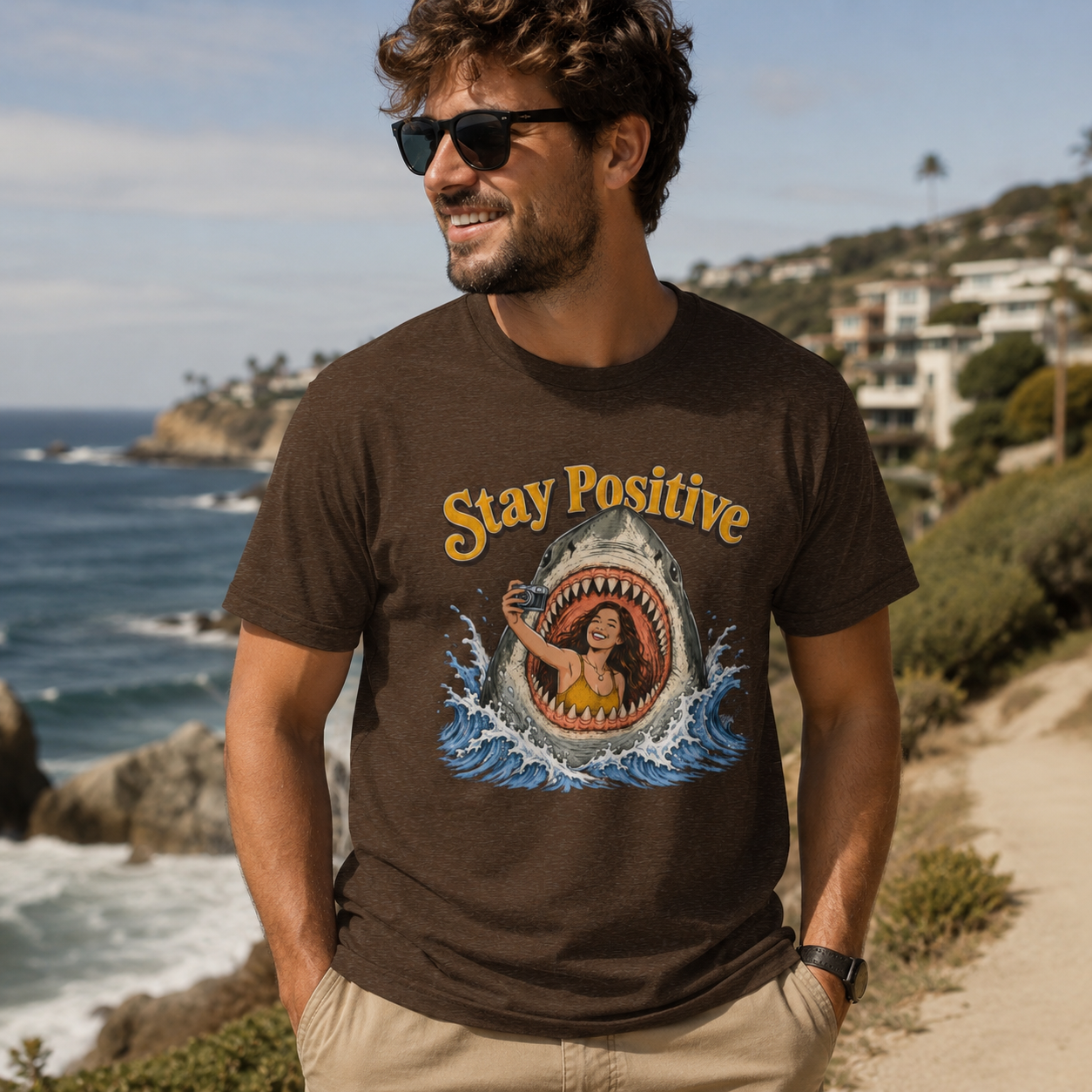 Stay Positive Shark Tee