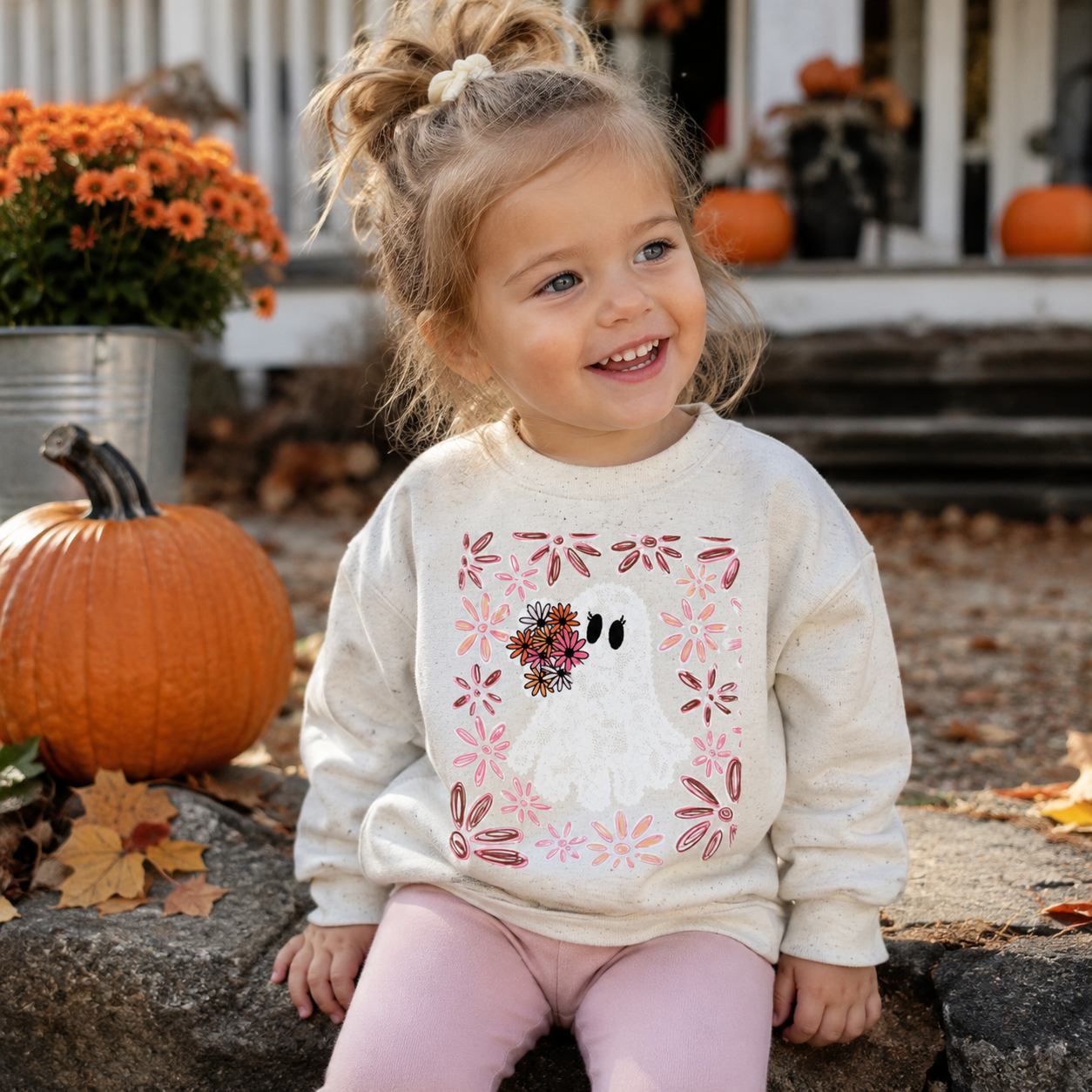 Floral Ghost Toddler Pullover