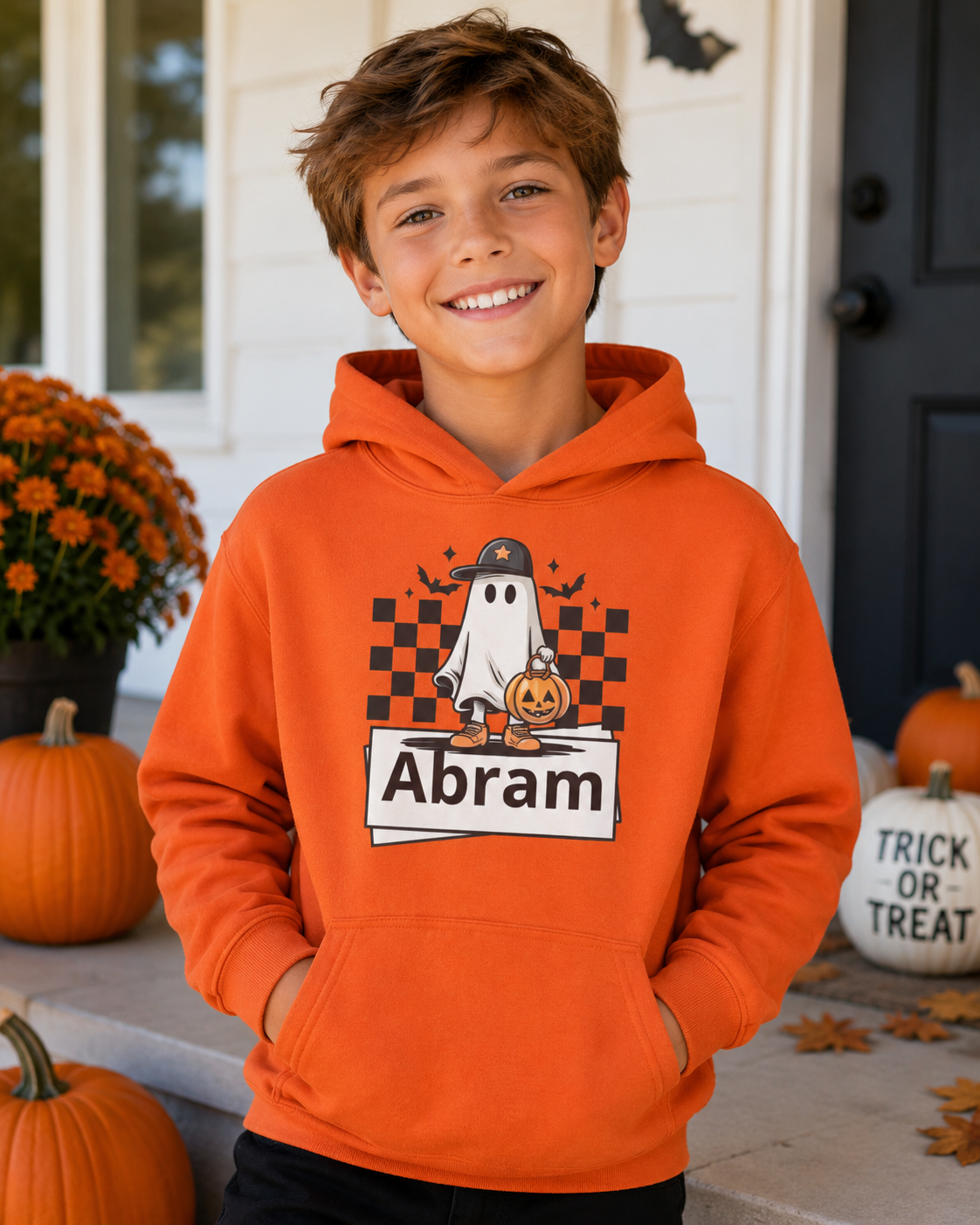 Personalized Halloween Ghost with Pumpkin & Name