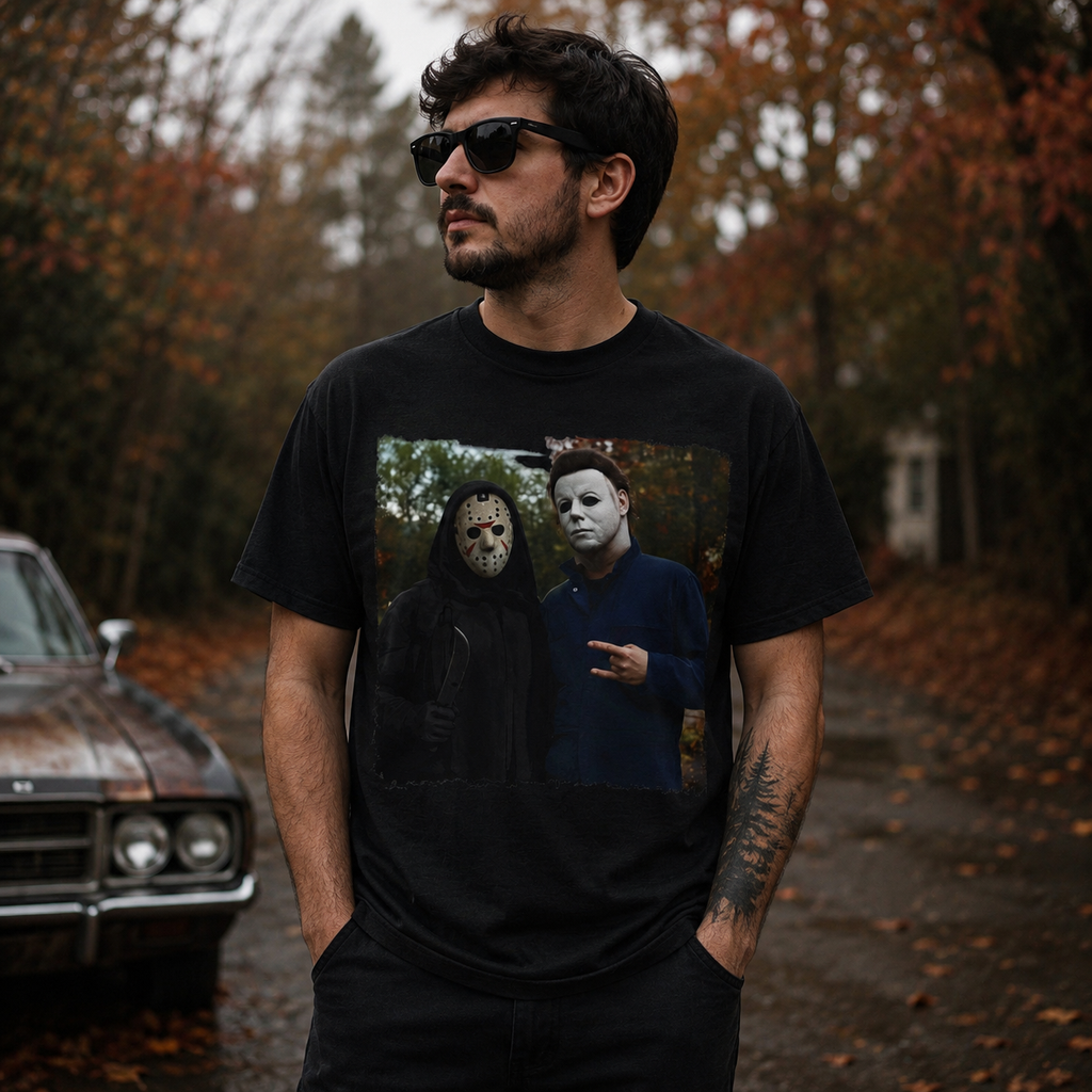 Horror Mask Duo Halloween Graphic Tee