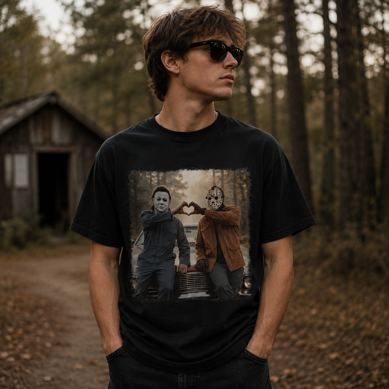 Horror Duo Sunset Heart T-Shirt