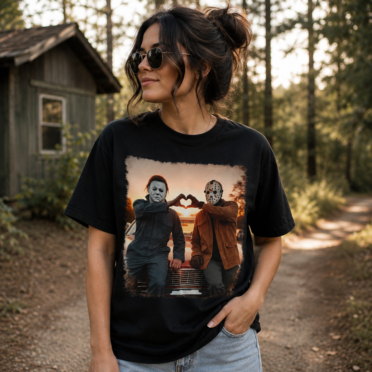 Horror Duo Sunset Heart T-Shirt