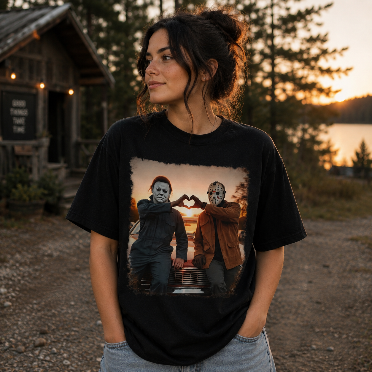 Horror Duo Sunset Heart T-Shirt