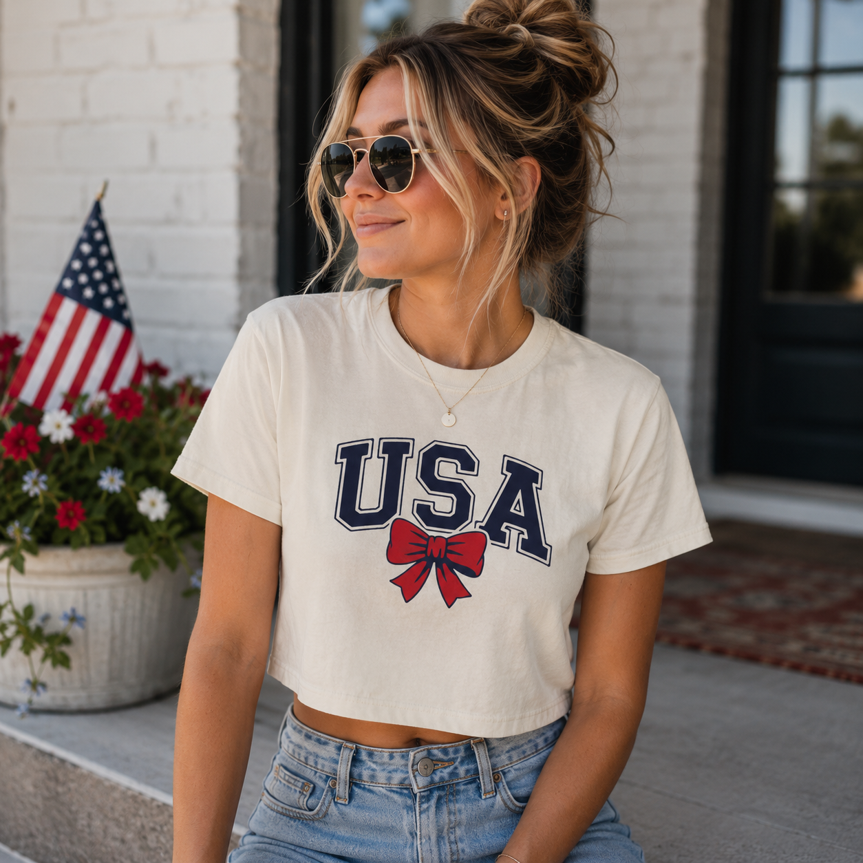 USA Patriotic Crop T-Shirt