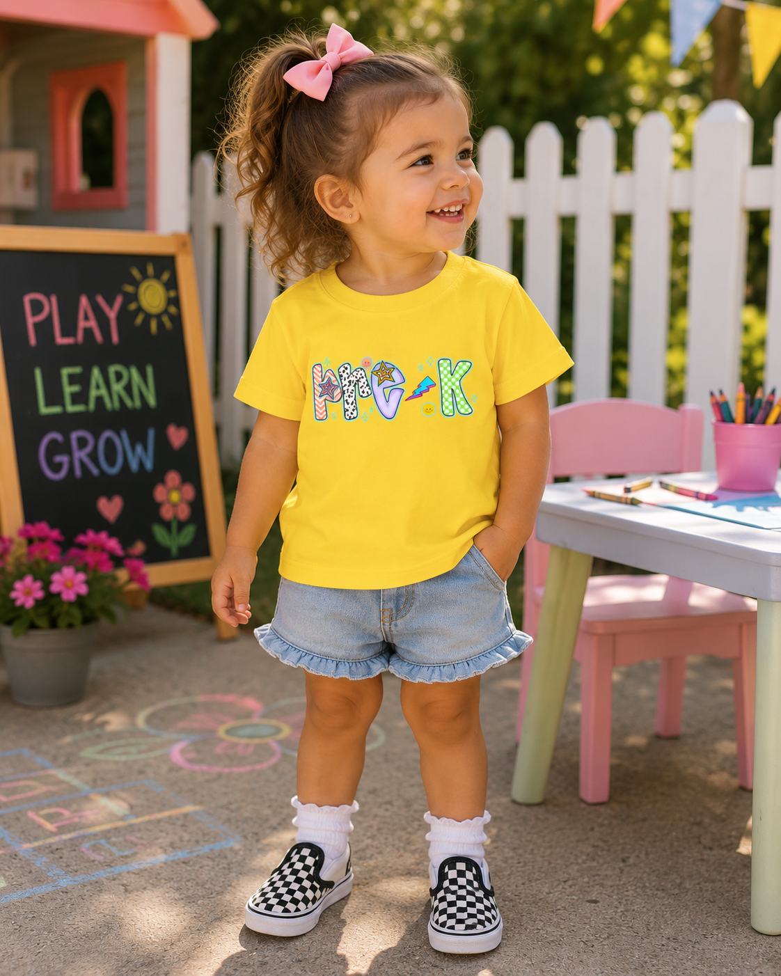 Pre-K back to school doodle script Toddler Graphic Tee