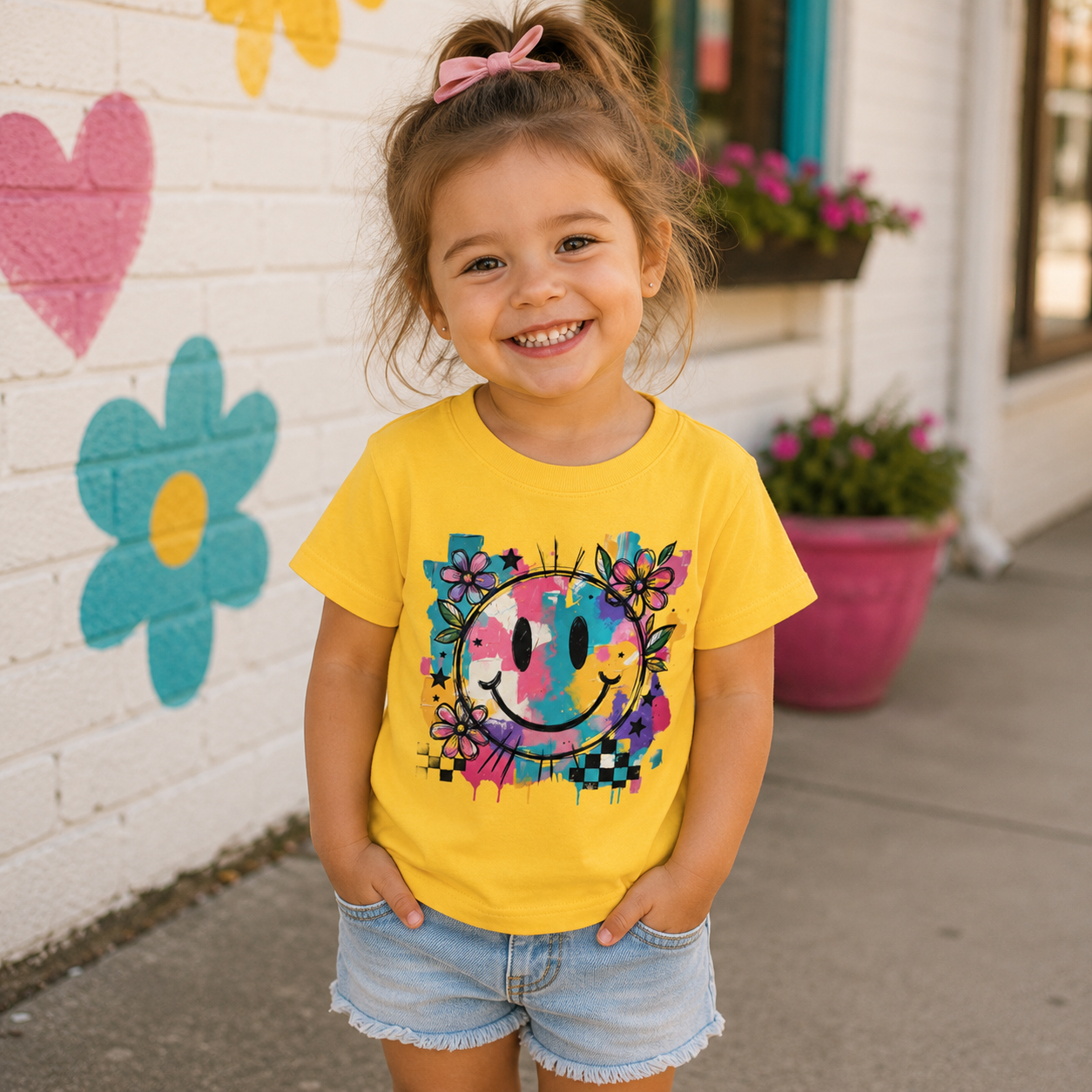 Colorful Graffiti Smile Flower Toddler Graphic