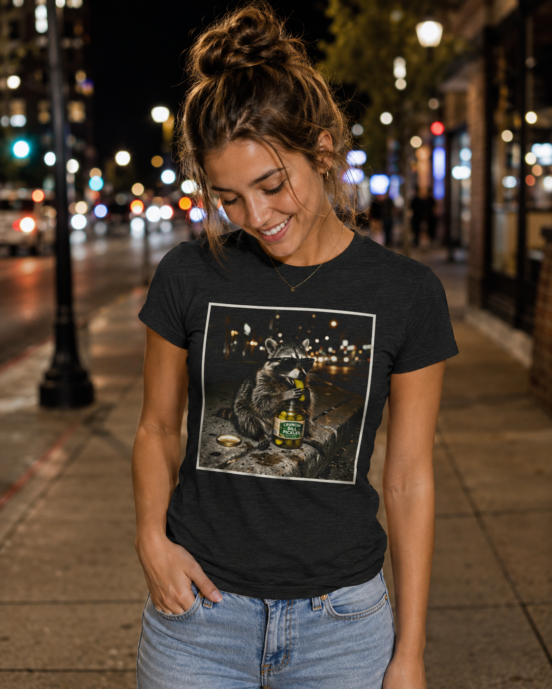 Raccoon Eating Pickles Graphic Tee