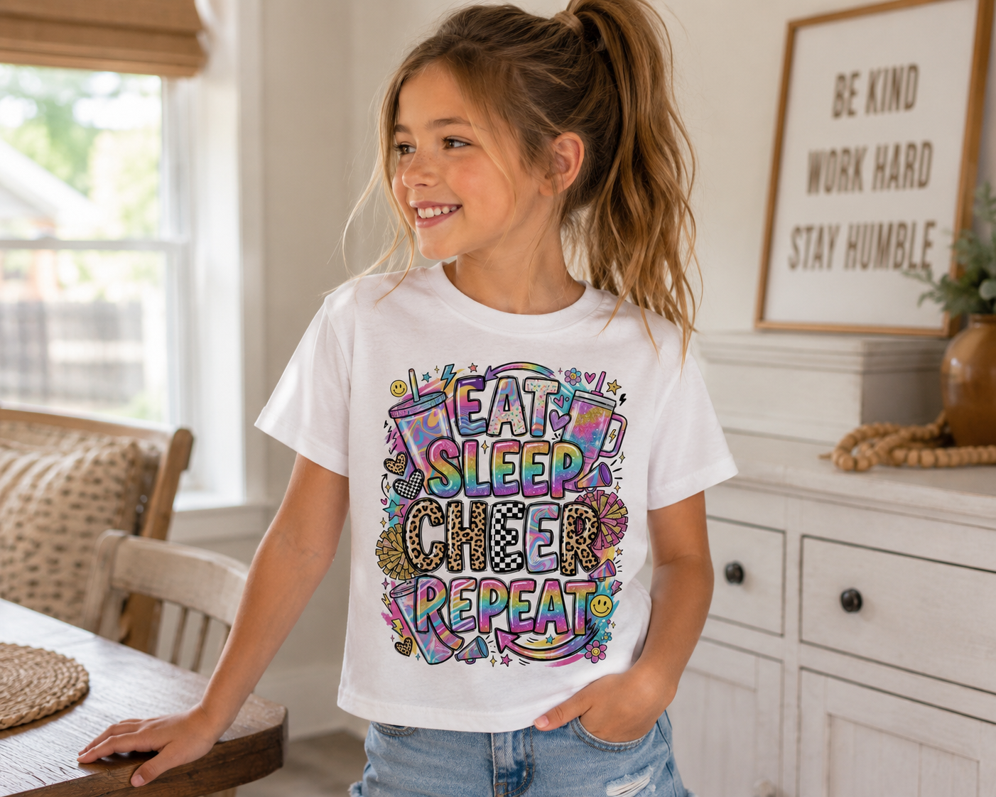 Eat, Sleep, Cheer, Repeat! Youth Tee