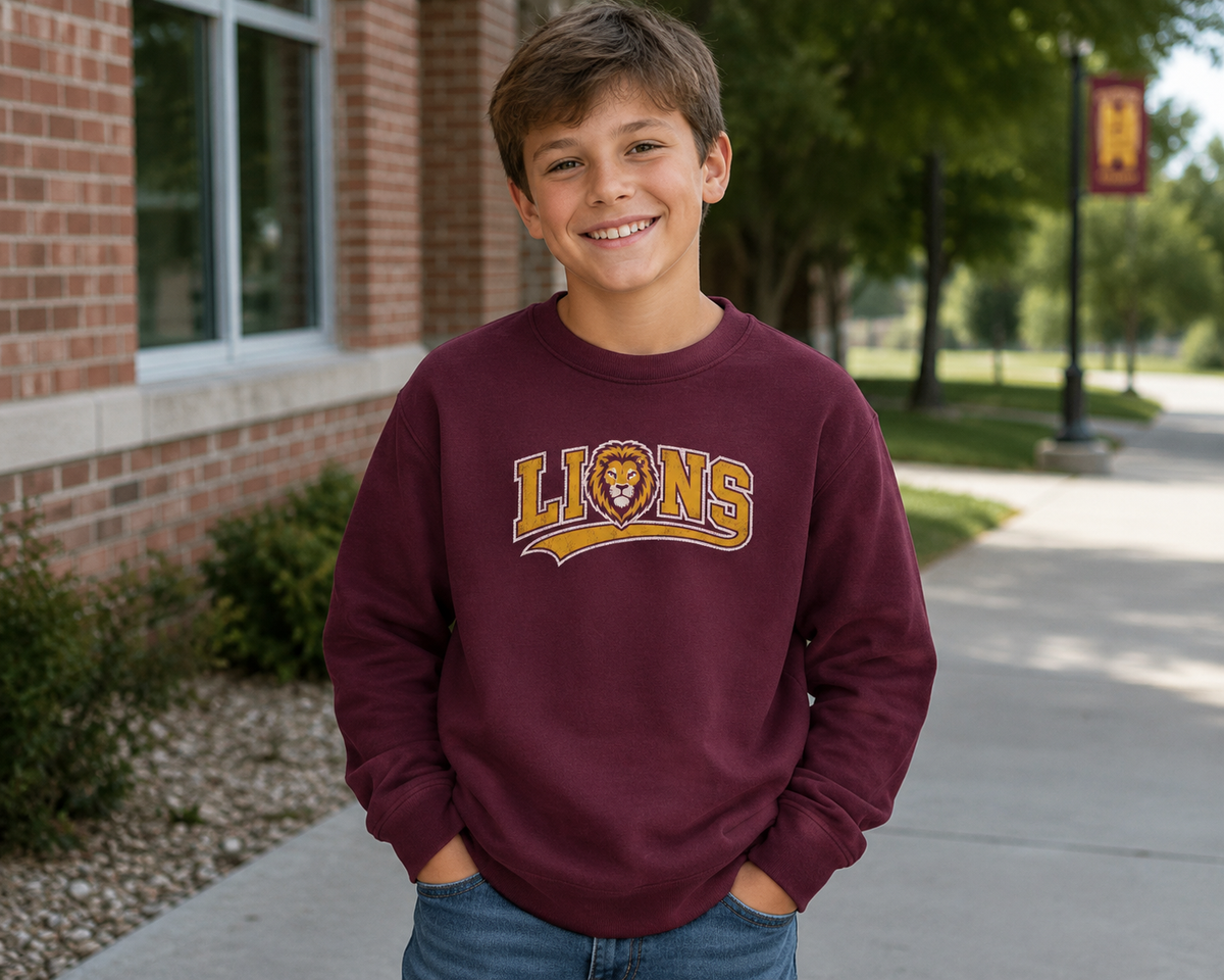 Youth School Spirit Crewneck Sweatshirt (Lions) Customize