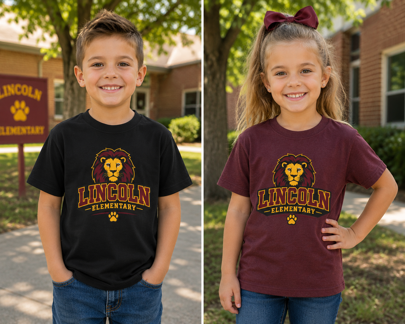 Lion Mascot School Spirit Youth Tee - Customize for your child's school.