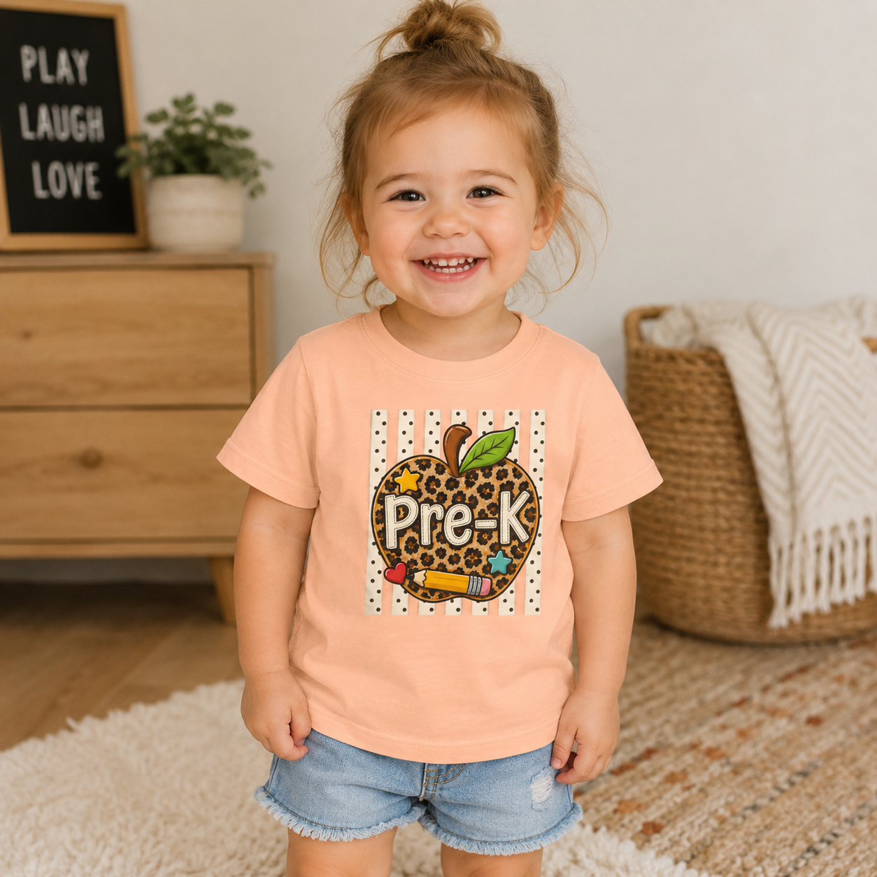 Pre-K Leopard Apple Toddler Tee