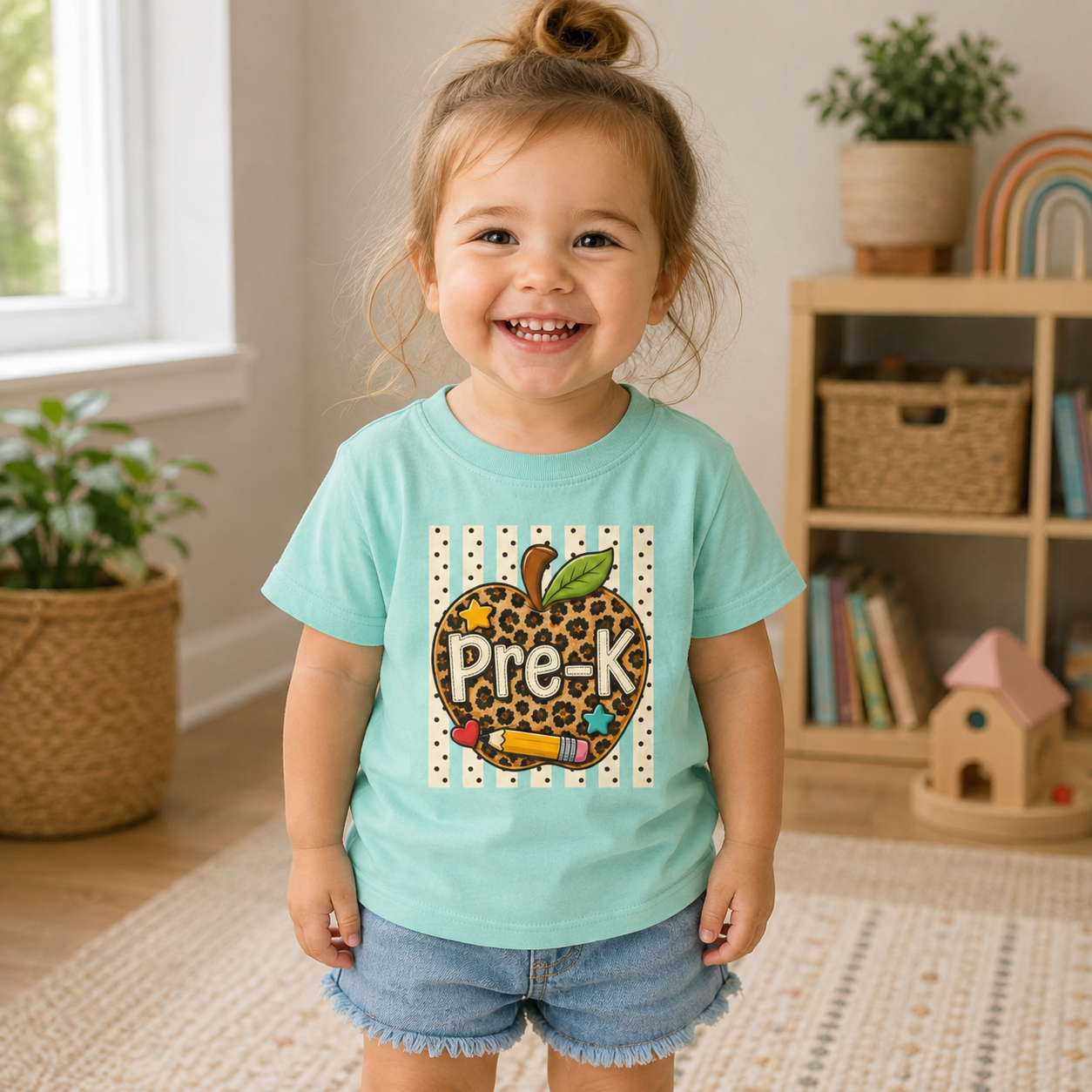Pre-K Leopard Apple Toddler Tee