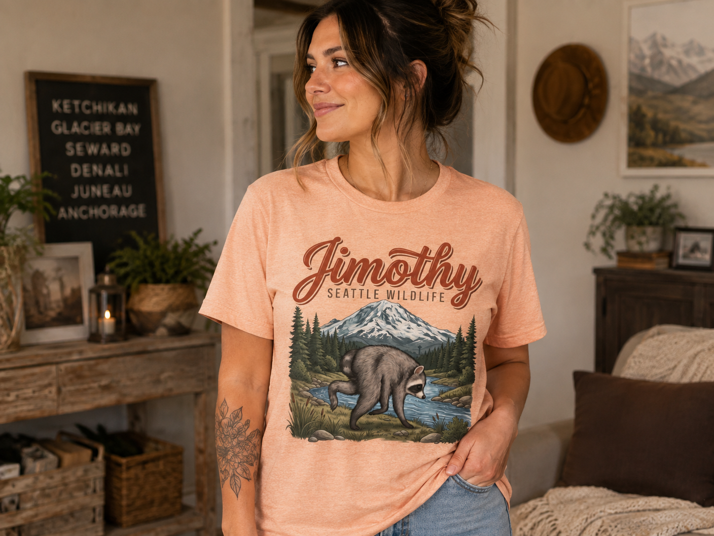 Jimothy Seattle Wildlife Raccoon T-Shirt