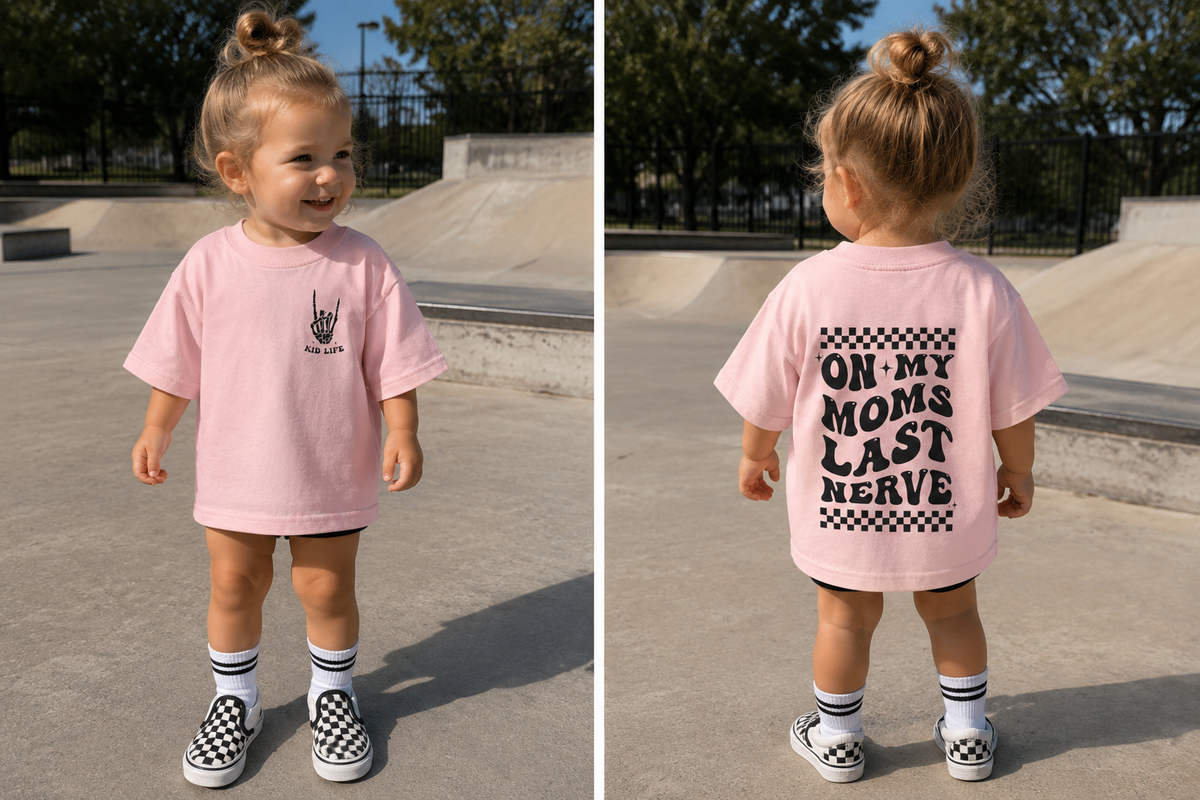 “On My Mom’s Last Nerve” Vintage Rock Toddler Tee