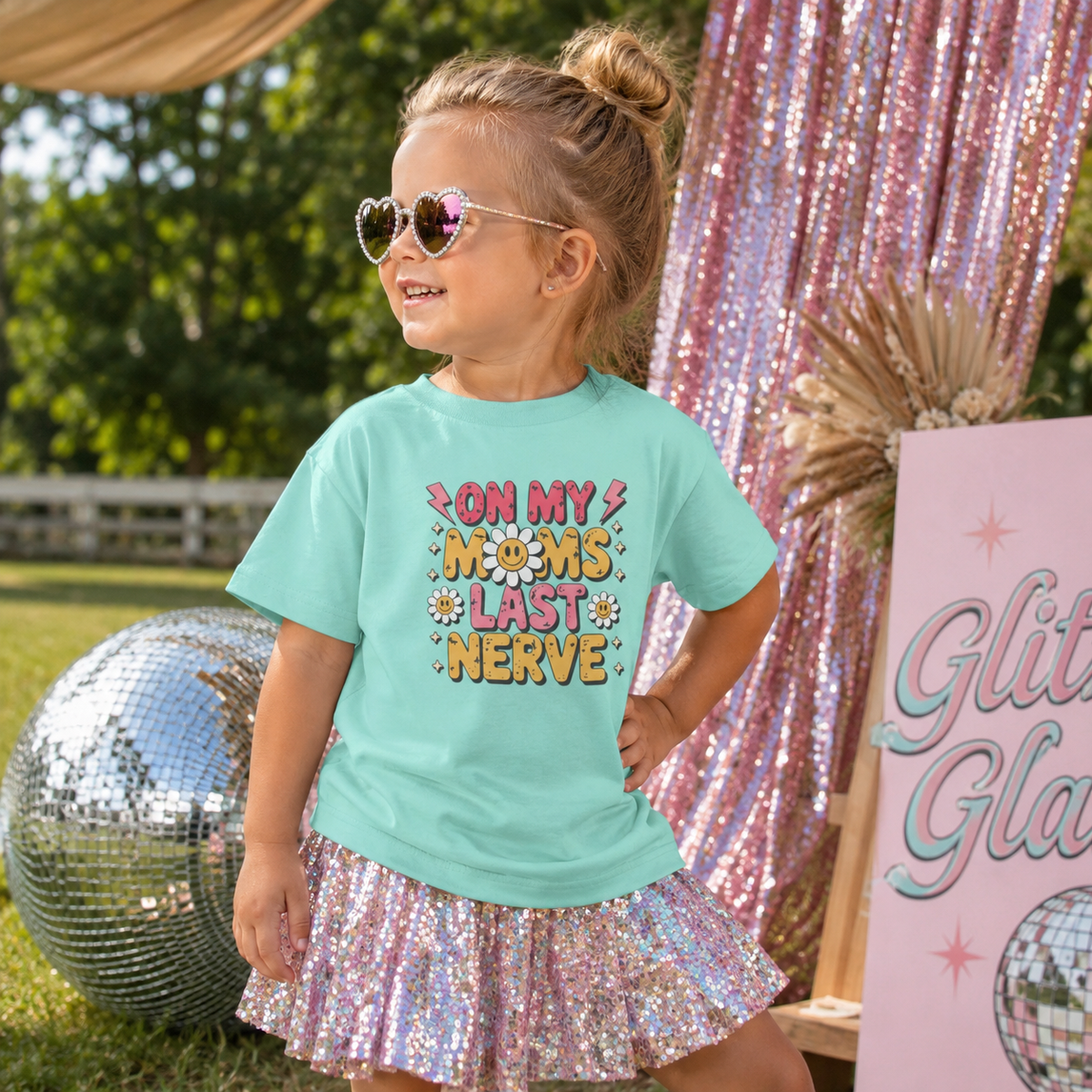“On My Mom’s Last Nerve” Retro Floral Toddler Shirt