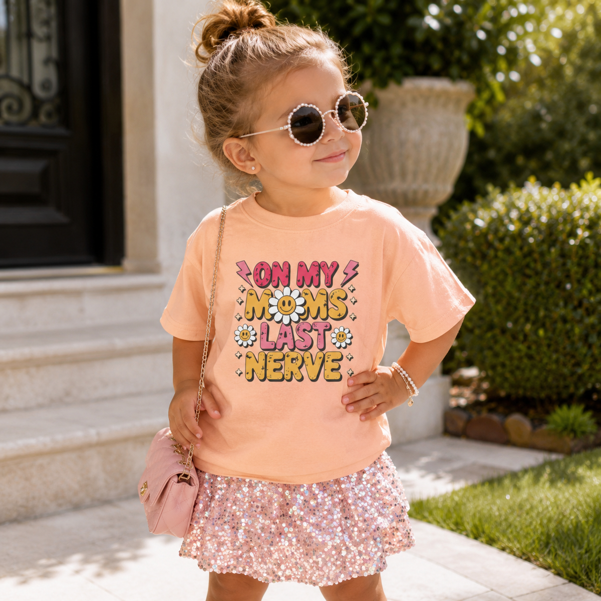 “On My Mom’s Last Nerve” Retro Floral Toddler Shirt