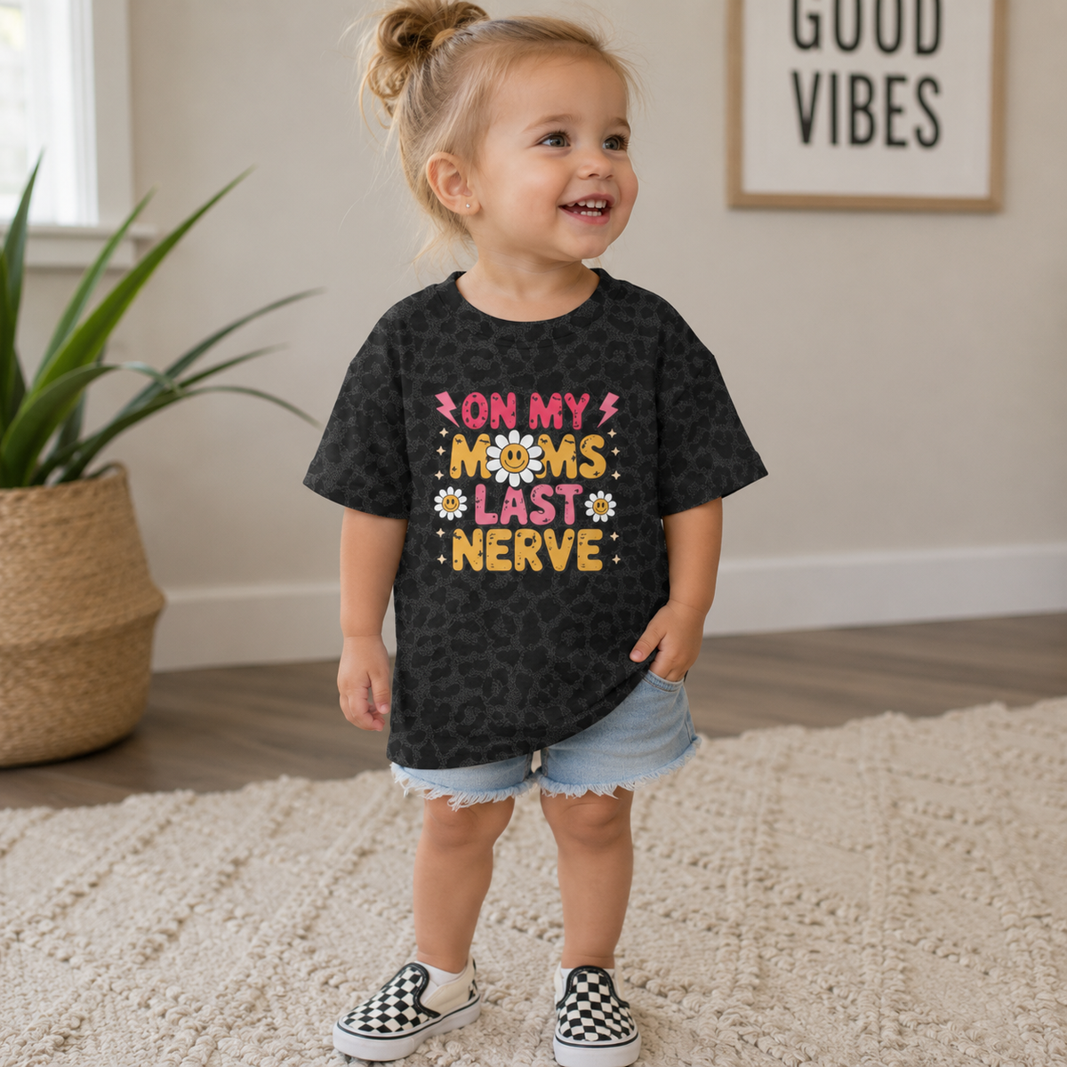 “On My Mom’s Last Nerve” Retro Floral Toddler Shirt
