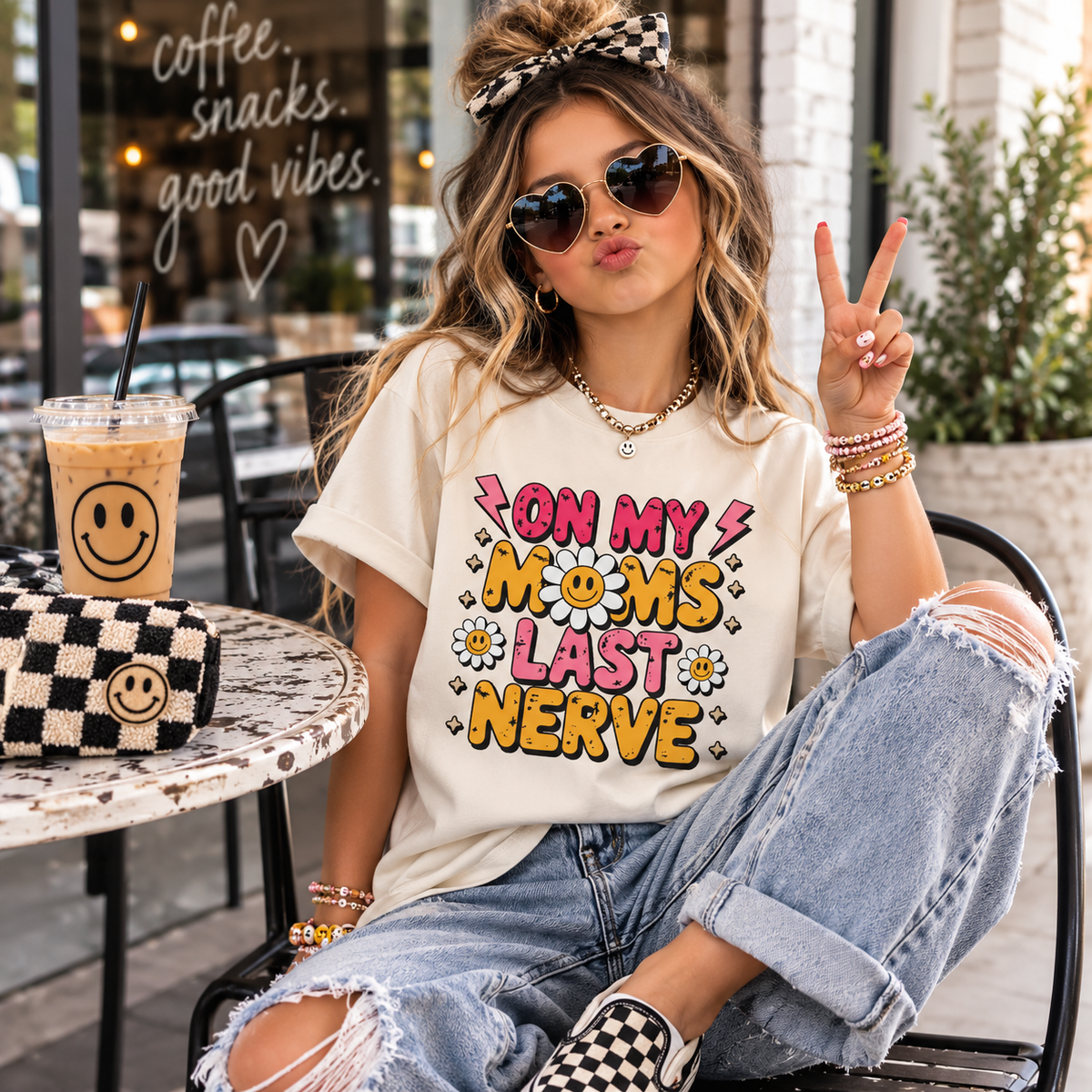 “On My Mom’s Last Nerve” Retro Flower Youth Graphic